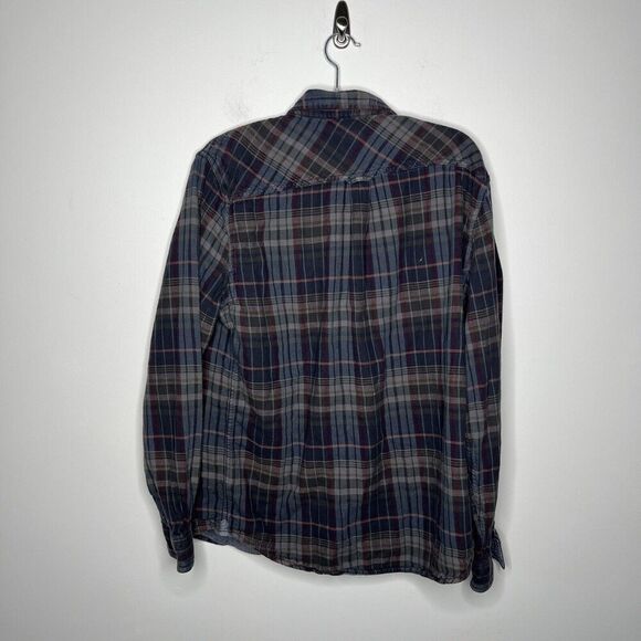 Carbon 2 Cobalt Shirt Mens Medium Plaid Flannel Button Down Collared Cotton - Picture 5 of 8